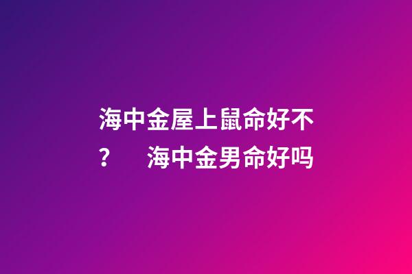 海中金屋上鼠命好不？　海中金男命好吗